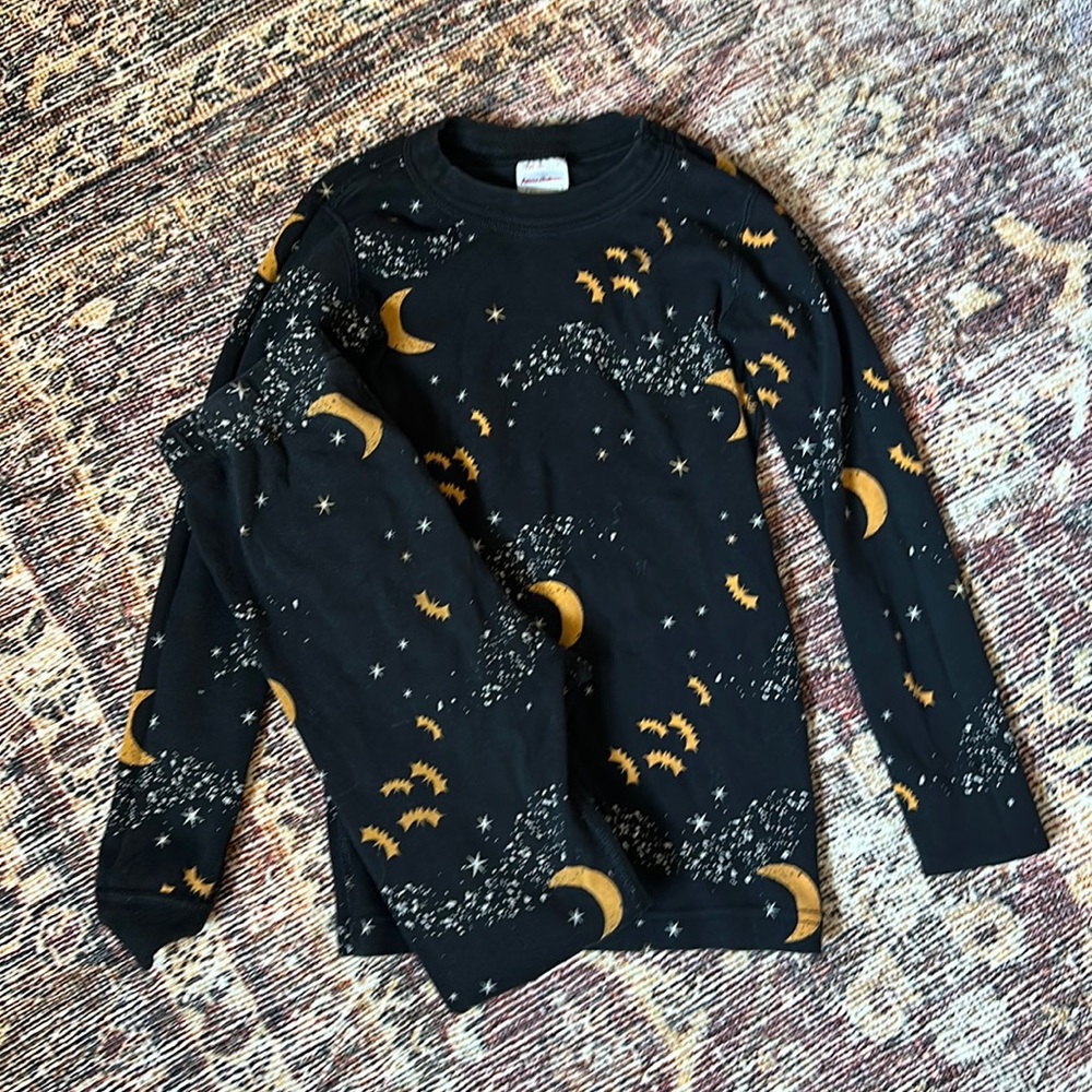 Hanna anderson kid pajama set stars moon halloween christmas size 6-7